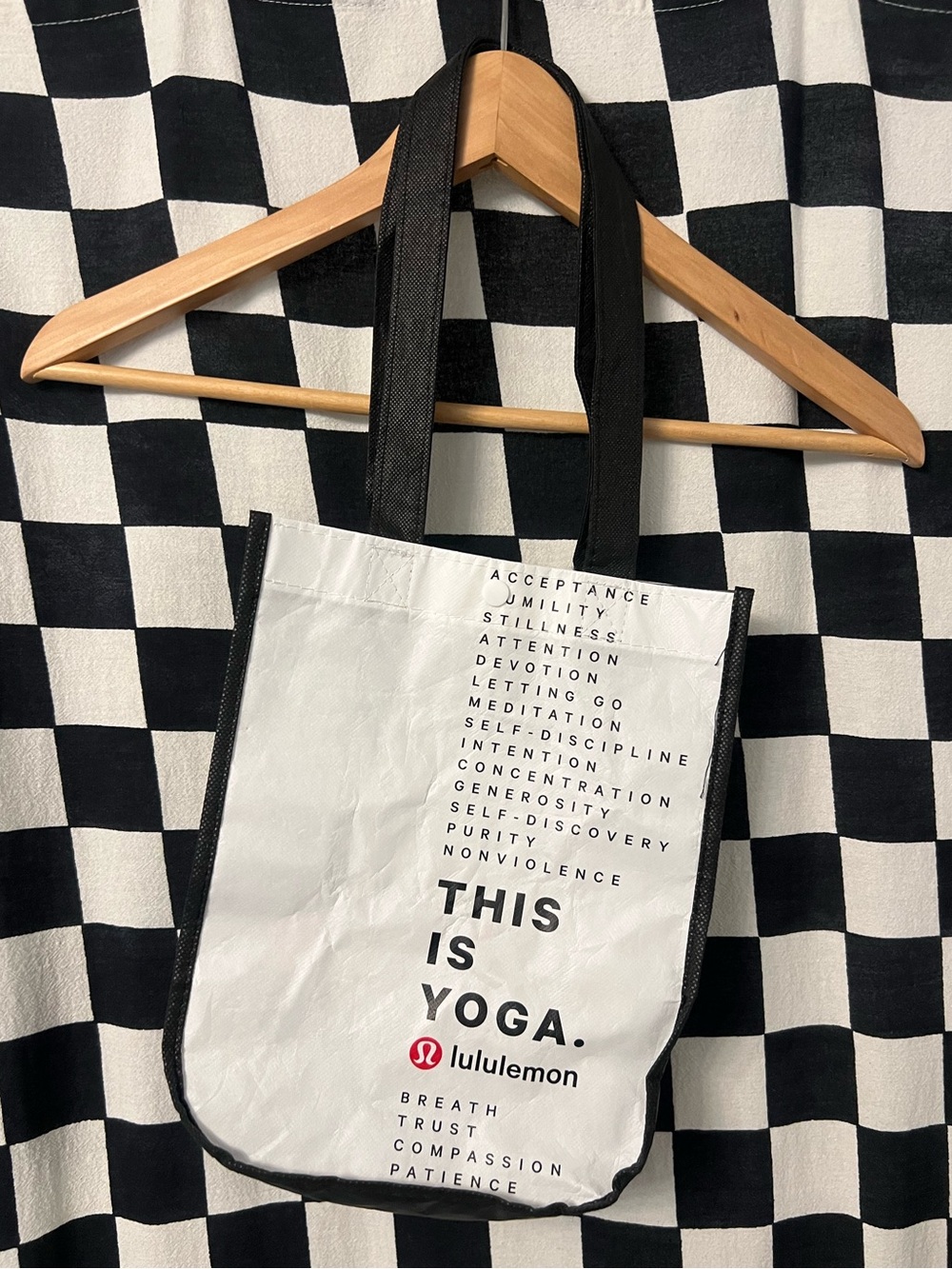 Lululemon "This Is Yoga" manifesto reusable shopping tote bag